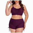 thumbnail image 1 of Yindaity Swimsuit for Women Bikini Set for Women Two Piece Swimsuit V Neck Triangle Top Cross Back Lace up Mid Rise(Wine,L), 1 of 5