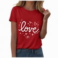thumbnail image 1 of Yindaity T Shirts for Women V-Neck Shirts for Women Cute Love Heart Graphic Valentine's T Shirts Casual Spring Day Tops Tee Blouse(Red,XL), 1 of 8