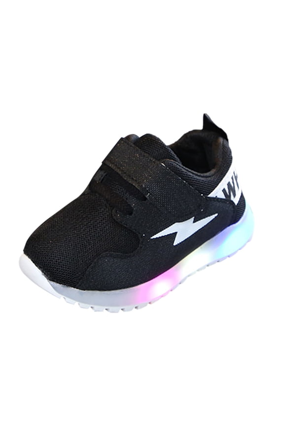 Toddler Baby Kids Girls Boys LED Light Luminous Shoes Sport Shoes Sport Sneakers Outdoor Shoes Black,8