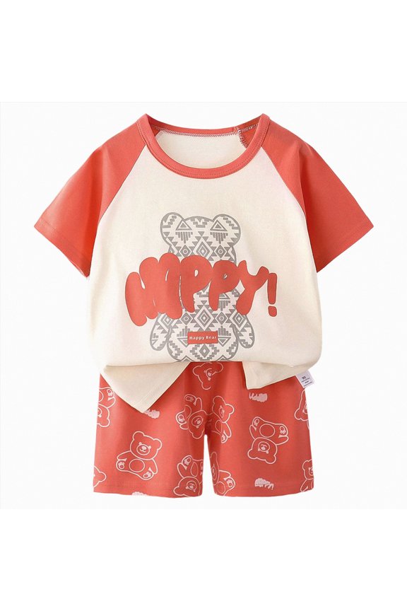 Toddler Boy Outfits Toddler Boy Clothes Baby Boys Summer Short Sleeve T-Shirt Shorts Set Summer Clothes Set(Hot Pink,4-5 Years)