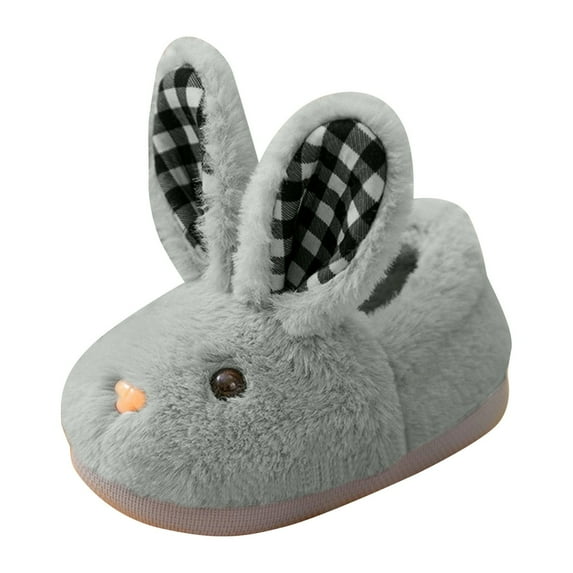 Yindaity Toddler Boy Slippers Boys Girls Cozy House Slippers Warm Plush Winter Cotton Slipper Kids Cute Dinosaur Indoor Shoes Non-Slip(Grey,1)