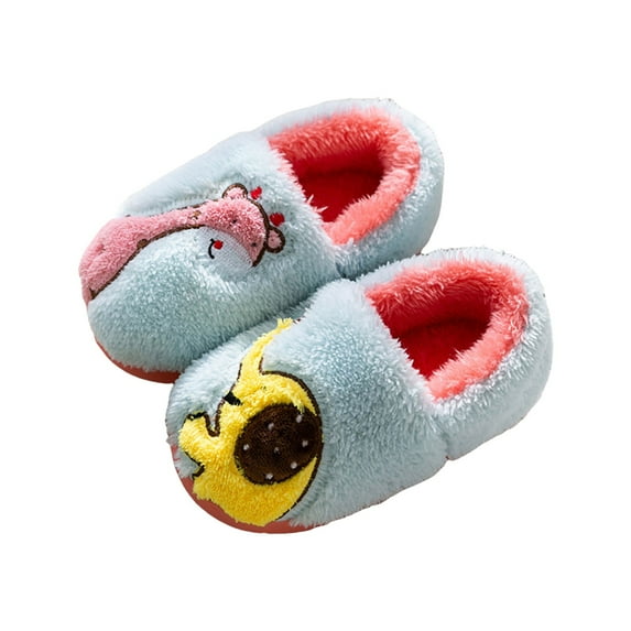 Yindaity Toddler Boy Slippers Girls Toddler Slippers Boys House Shoes for Little Kids Cute with Bunny Design Plush Indoor Slippers Non-Slip(Light Blue,10)