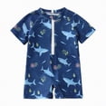 thumbnail image 1 of Yindaity Toddler Boy Swimsuit Toddler Boy Swimsuit UPF 50+ Protection One Piece Zipper Bathing Suit Baby Swimsuit(Blue,18-24 Months), 1 of 6