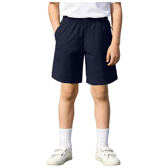 Yindaity Toddler Boys Shorts Boys Cotton Shorts Kids Athletic Casual Drawstring Shorts with Pockets(Dark Blue,6-7 Years)