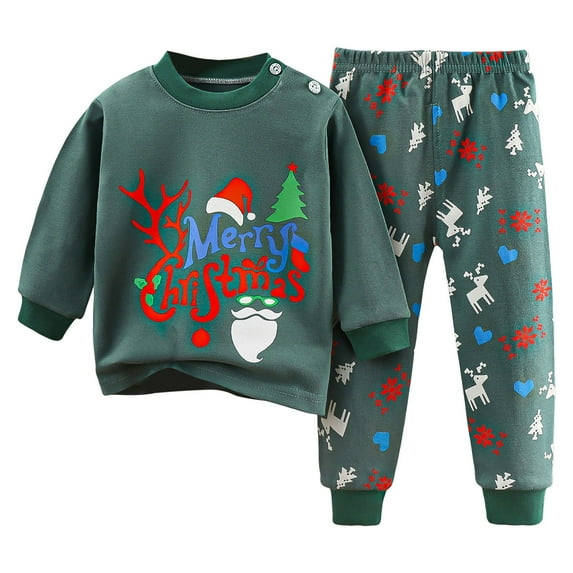 Yindaity Toddler Girl Boy Kids Long Sleeve Sweatshirt and Jogger Pants Set for Baby (Dark Green,12-18 Months)