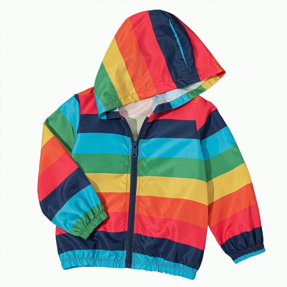 Yindaity Toddler Girl Boy Spring Fall Windbreaker Zipper Letter Print Baby Hooded Outwear Windproof Jacket Lightweight Coat with Pockets(Multicolour,7-8 Years)