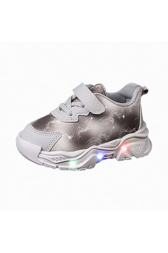 Toddler Girl Light Up Shoes LED Illuminated Sneakers for Outdoor Sports and Running with Breathable Design(Grey,Size10)
