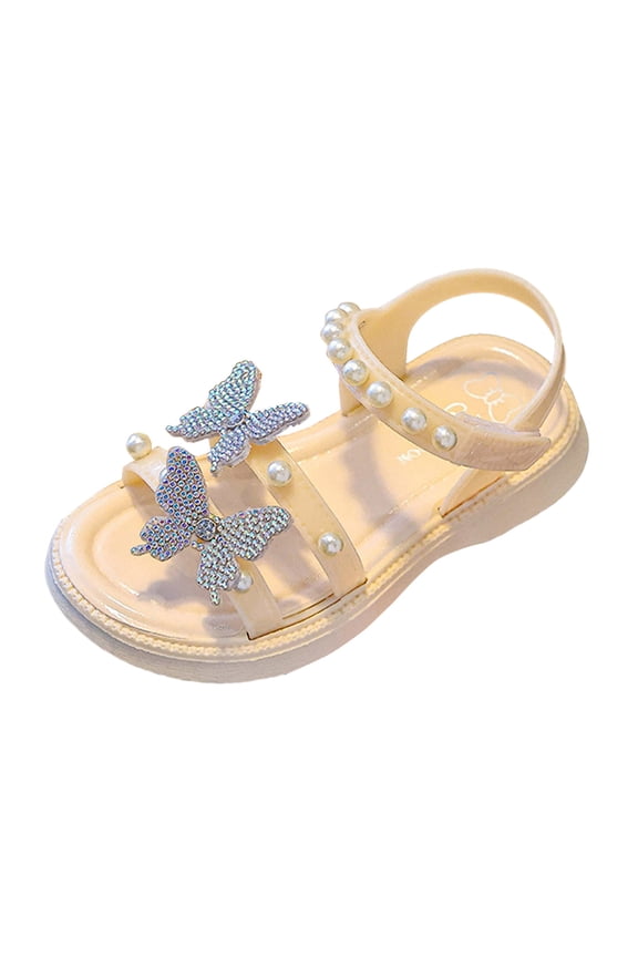 Toddler Girl Sandals Girl's Baby Toddler Everyday Slide Sandals with Backstrap (White,11)