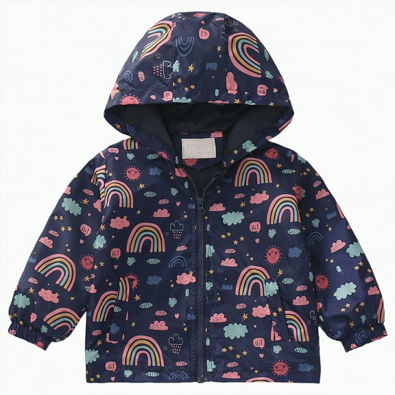 Yindaity Toddler Kids Girls Boys Girls Rain Jacket Zip Hooded Coats Casual Kid Lined Windbreaker Long Sleeve Lightweight Jacket(Hot Pink,2-3 Years)
