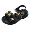 thumbnail image 1 of Yindaity Toddler Little Big Kid Girls Wedding Sandals Girls Summer Sandals (Black,7-8 Years), 1 of 6
