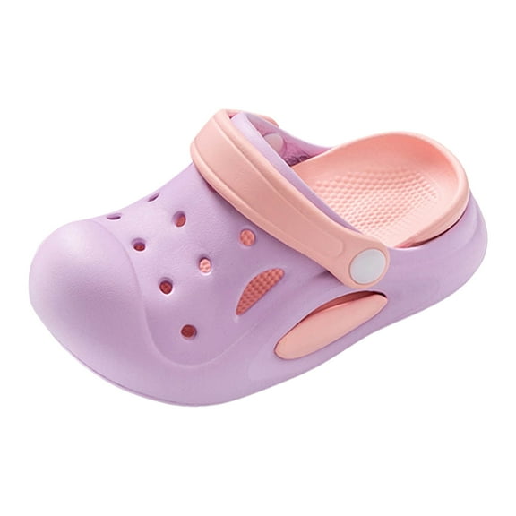 Yindaity Toddler Slides Slides for Girls and Boys Comfortable Slip-On Kids Sandals Unisex Slides for Indoor and Outdoor Sporty Slides for The Beach and Pool(Light Purple,11)