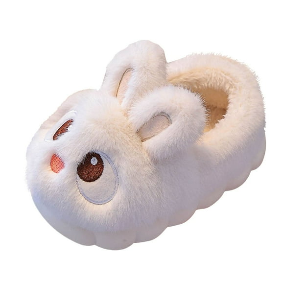 Yindaity Toddler Slippers Boys Kids Slippers Toddler House Slippers Indoor Home Non-Slip Rubber Sole Shoes Warm Cozy Socks(White,1)
