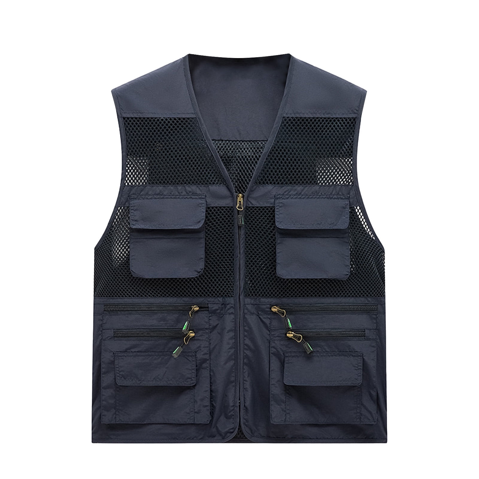 Yindaity Unisex Mesh Breathable Fishing Vest Multi Pockets Photography Travel Hiking Waistcoat Jacket for Adults and Youth Blue 2XL Walmart