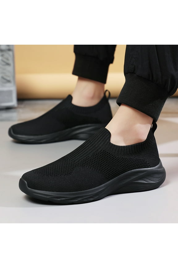 Walking Shoes for Men Men's Hands-Free Slip On Walking Shoes Laceless Comfortable Tennis Sneakers Black,9.5