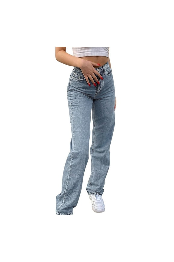 Wide Leg Jeans Woman Women'S Luscious Curvy Bootcut Mid-Rise Insta Stretch Juniors Jeans (Standard And Plus) Blue,S