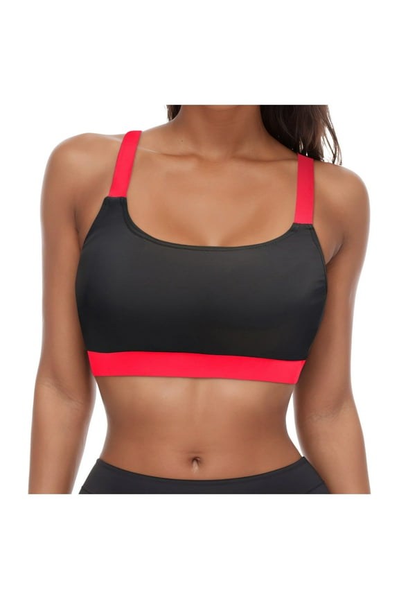 Woman Tankini Top Women Sport Bra Swimsuit Top - Swim Bra Bikini Top Only Scoop Neck Bathing Top 2025 Swimwear (Black,M)