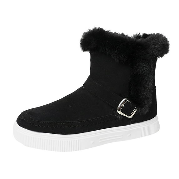 Yindaity Women Ladies Snow Boots Waterproof Mid-Calf Boots Warm Shoes(Black,8)
