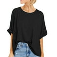 thumbnail image 1 of Yindaity Women Oversized T-Shirt Summer Casual Short Sleeve Loose Tee Tops Black,S, 1 of 4