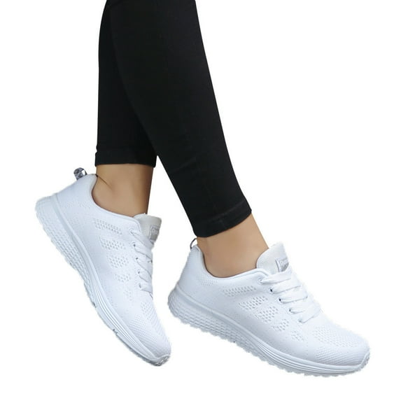 Yindaity Women'S Casual Lace-Up Sneakers Wide Width Available Slip On Sneakers Women White,7