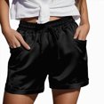 thumbnail image 1 of Yindaity Women'S Shorts Women's Casual Linen Shorts Elastic Waisted Drawstring Summer Shorts with Pockets(Black,S), 1 of 5