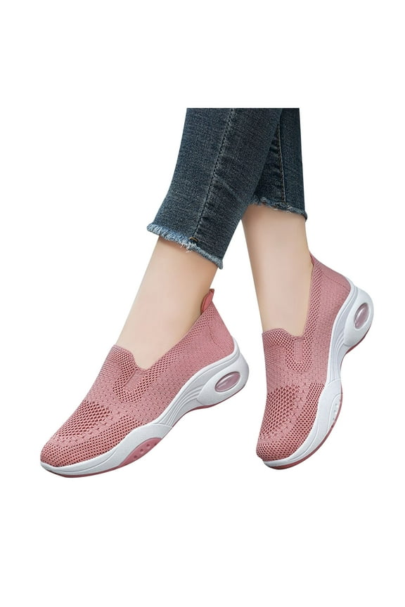 Women'S Slip On Shoes Sneakers For Women Fashion Comfortable White Black Elastic Sneakers For Women Ladies Sneakers Pink,6.5