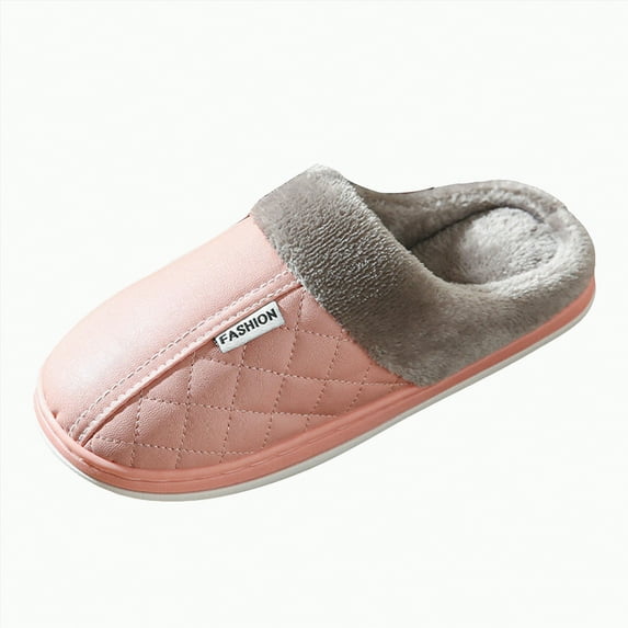 Yindaity Women Slippers Fuzzy House Slippers for Women Fluffy Memory Foam Suede Slippers with Collar Indoor Outdoor(Pink,15.99)