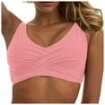 thumbnail image 1 of Yindaity Women Sports Bra Bikini Tops Scoop Neck Bathing Suits Top Padded Swim Crop Tops Only Women's Twist Front Bikini Top - Push Up Bathing Suit Top Padded Swimsuit Top (Pink,2XL), 1 of 6