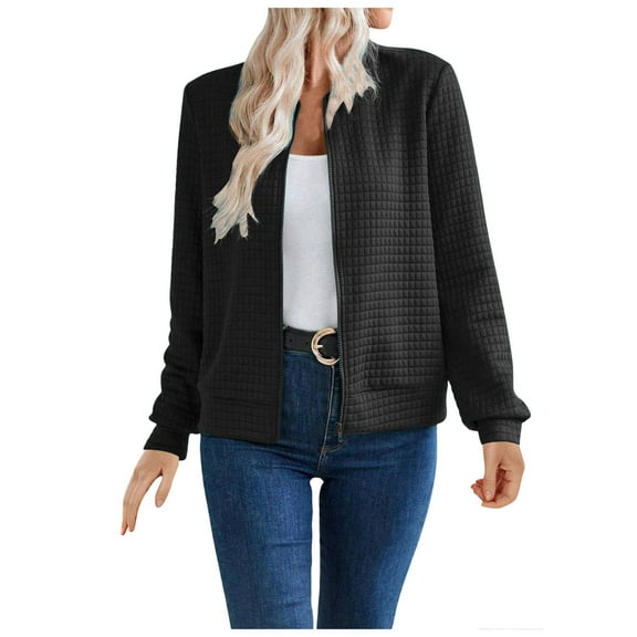 Yindaity Women Tops Long Sleeve Tunic - Blazer Jackets for Women Business Casual Open Front Long Sleeve Work Office Jackets Blazer Cardigan Suit Female Fall Clothes (Black,L)