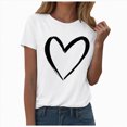 thumbnail image 1 of Yindaity Women Tshirts Womens Short Sleeve V Neck T-Shirts Valentina's Day Spring Shirts Love Heart Graphic Tee Tops(White,S), 1 of 9