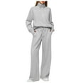 thumbnail image 1 of Yindaity Women's 2 Piece Zip Up Sets Fall Outfits Long Sleeve Wide Leg Tracksuits Casual Lounge Set Matching Sets (Light Gray,M), 1 of 3
