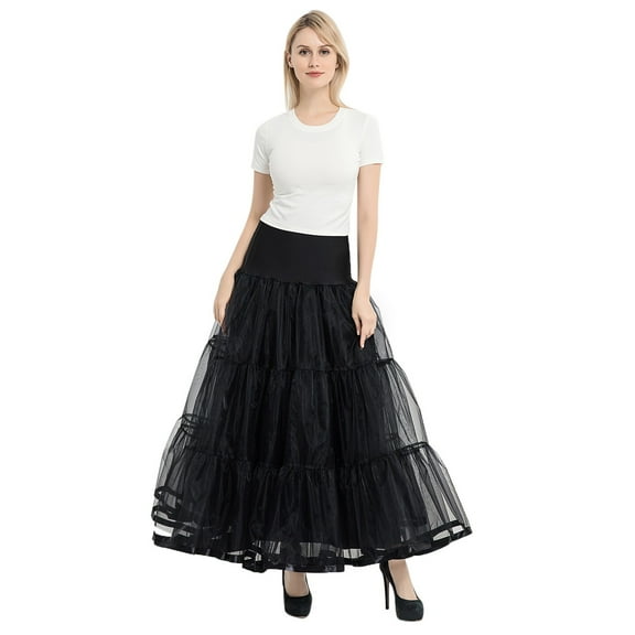 Yindaity Women's Ankle Length Petticoats Wedding Slips Plus Size Black,One Size