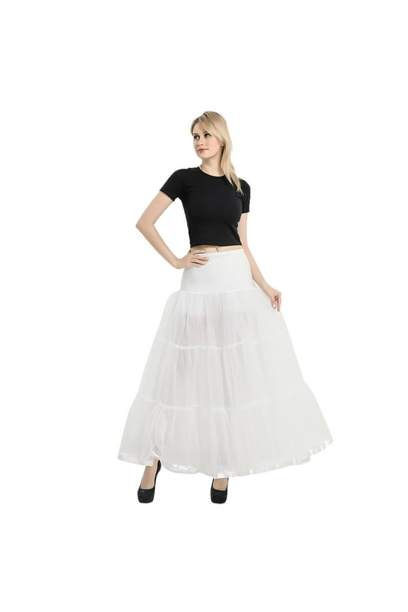 Women's Ankle Length Petticoats Wedding Slips Plus Size White,L