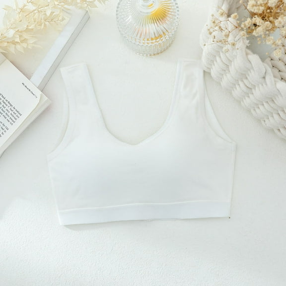 Yindaity Women's Built Up Tank Style Sports Bra White,M