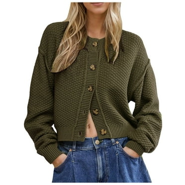 Yindaity Women's Cardigans Women Cardigan Open Front Lightweight Cardigan Draped Knit Cardigan (AG,S)