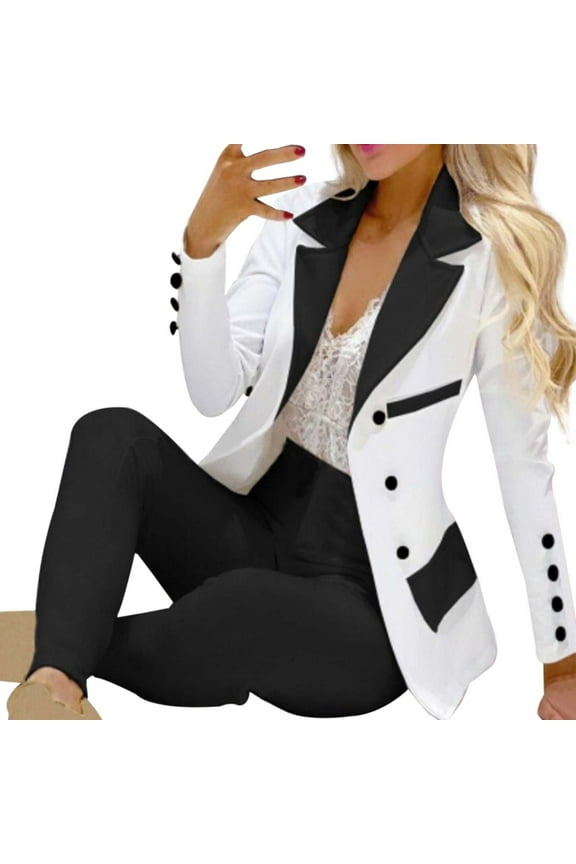 Women's Casual Fashion Suit Women's Suit Women's Suit Jacket White,L