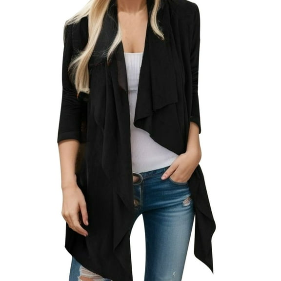 Yindaity Women's Crochet Cardigan Kimono Boho Long Sleeve Lightweight Soft Oversized Open Front Knitted Sweater Short Sleeve Cardigans for Women (Black,M)