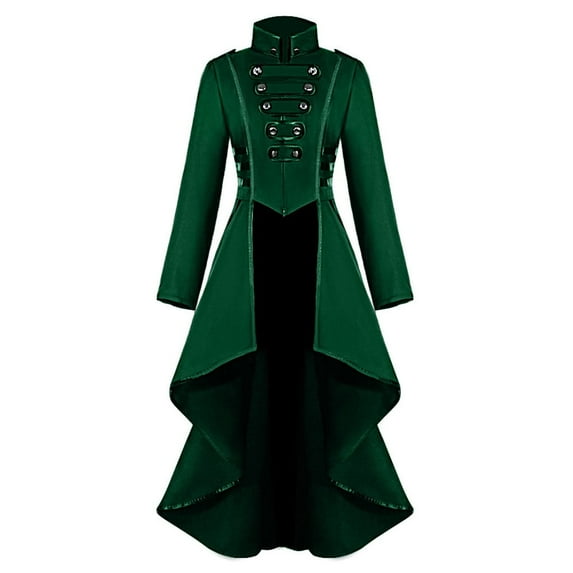 Yindaity Women's Fashion Women Gothic Steampunk Button Lace Corset Halloween Coat Tailcoat Jacket (Green,L)