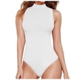 thumbnail image 1 of Yindaity Women's Mock Turtle Neck Sleeveless Bodysuit Sexy Tank Tops Sharp Collection White,M, 1 of 5