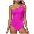 thumbnail image 1 of Yindaity Women's One-Piece Swimsuits One Shoulder One Piece Swimsuit Women Bathing Suit 1 Piece Full Coverage Swim Suit (Hot Pink,M), 1 of 6