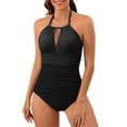 thumbnail image 1 of Yindaity Women's One Piece Swimsuits Tummy Control Bathing Suit Halter Swimwear for Big Busted Curvy Woman Black,M, 1 of 5