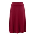 thumbnail image 1 of Yindaity Women's Solid Ombre Lightweight Flare Midi Pull On Closure Skirt S-2XL Plus Size Red,M, 1 of 5