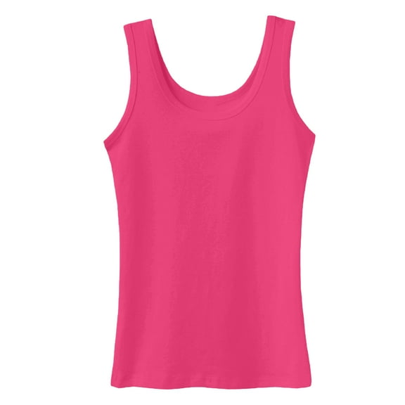 Yindaity Women's Square Neck Tank Top Sleeveless Double Lined Basic Tops Camisole Vest Women Summer (Hot Pink,L)