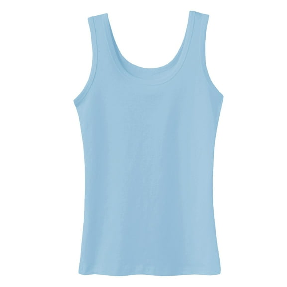 Yindaity Women's Square Neck Tank Top Sleeveless Double Lined Basic Tops Camisole Vest Women Summer (Light Blue,XL)