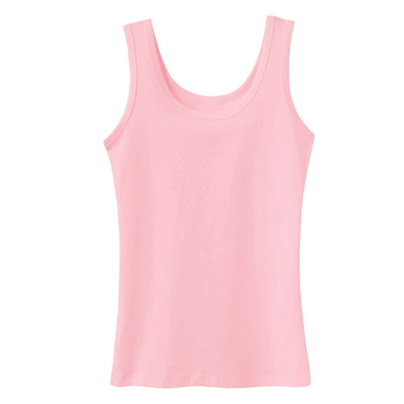 Yindaity Women's Square Neck Tank Top Sleeveless Double Lined Basic Tops Camisole Vest Women Summer (Pink,L)