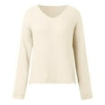 thumbnail image 1 of Yindaity Women's Sweater Cotton Soft Knit Pullover Sweaters Sweater Shirts for Women (Beige,One Size), 1 of 4