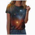 thumbnail image 1 of Yindaity Women's Tshirt Galaxy T Shirts for Women Space Print Side Slit Curved Hem V Neck T-Shirts(Dark Blue,L), 1 of 9