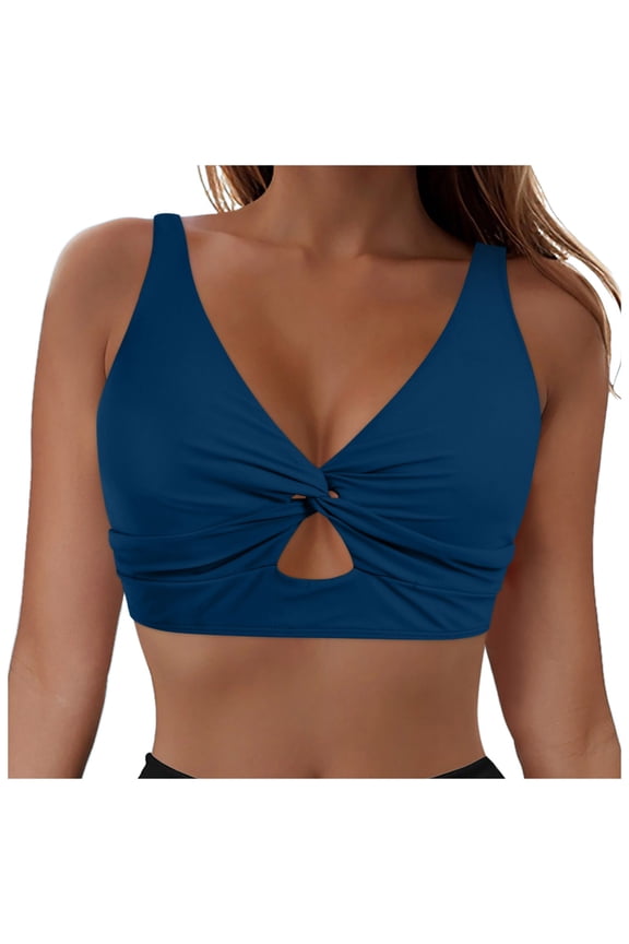 Women's Twist Front Bikini Top - Push Up Bathing Suit Top Padded Swimsuit Top Women's Twist Front Bikini Top - Push Up Bathing Suit Top Padded Swimsuit Top(Blue,S)