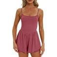 thumbnail image 1 of Yindaity Womens Athletic Workout Romper Summer Casual Spaghetti Strap Double Lined Short Jumpsuits Tennis Outfits Hot Pink,L, 1 of 4