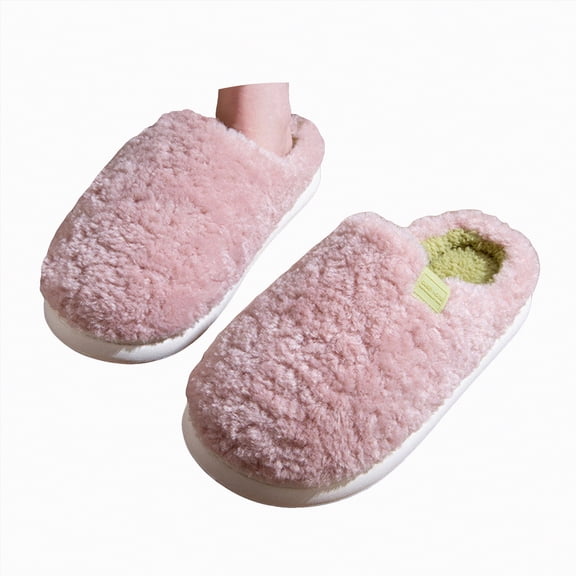 Yindaity Womens Bedroom Slippers Warm Knit House Slippers for Women Comfy Wool-Like Lined Chenille Slippers with Memory Foam and Indoor Outdoor Soles(Pink,14.45)