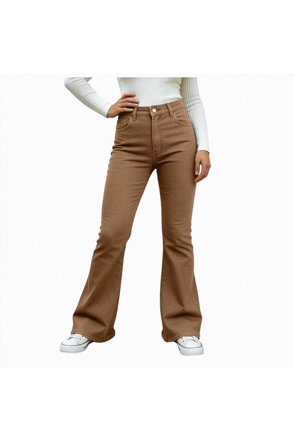 Womens Jeans Women'S Luscious Curvy Bootcut Mid-Rise Insta Stretch Juniors Jeans (Standard and Plus)(Khaki,L)